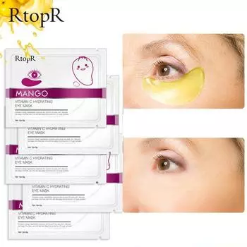 Увлажняющая антивозрастная маска для глаз с манго и витамином С, сыворотка для кожи, золотые патчи для глаз, уход, удаление морщин, темных кругов, отечности 3pcs