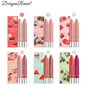 Увлажняющая губная помада, карандаш для губ, ручка, комбинированный карандаш для губ, помада-ручка, твердый фруктовый блеск для губ, набор из 2 упаковок A-2PCS