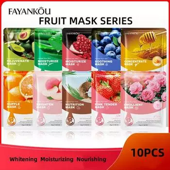 Увлажняющая маска для лица с цветочно-фруктовой эссенцией FAYANKOU Rose-10PCS