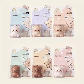 Увлажняющая помада-бальзам для губ с брелоком в виде очаровательного медведя оранжевый