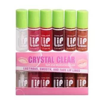 Увлажняющее масло для губ, набор из 6 масел для губ, большая головка кисти, увлажняющий блеск для губ, блестящий и прозрачный, тонированное объемное масло для губ One Size белый