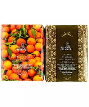 Увлажняющее травяное мыло с натуральным апельсиновым маслом и базиликом | Роскошное органическое мыло | Для сухой кожи и жирной кожи 2 x 75g (Pack of Two)