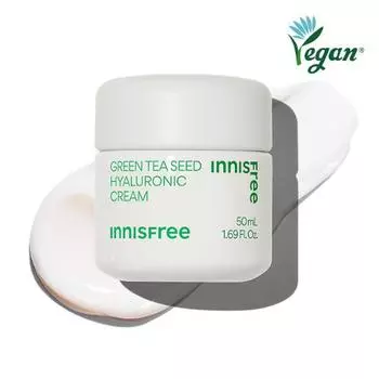 [Увлажняющее успокаивающее] Крем с гиалуроновой кислотой Innisfree Green Tea Seeds 50 мл, корейская косметика