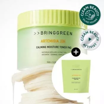 Увлажняющие тонер-диски Bring Green Mugwort Ceracarming 90 листов (запланировано +90 листов) 90 pads (+90 pads planned)