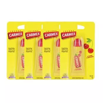 Увлажняющий бальзам для губ Carmex в тюбике, вишневый, 10 г, 4 шт.