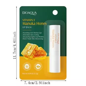 Увлажняющий бальзам для губ с медом и витамином Е предотвращает потрескание губ и увлажняет 2.7g