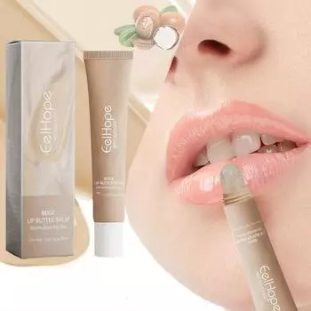 Увлажняющий бежевый бальзам для губ, идеально подходящий для сухой осени и зимы. Предотвращает сухость кожи и защищает губы 15g