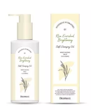 Увлажняющий и питательный гель для умывания с экстрактами злаковых культур DEOPROCE RICE ENRICHED BRIGHTENING SOFT CLEANSING GEL 200мл