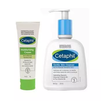 Увлажняющий крем Cetaphil 80 г и нежное очищающее средство для кожи 250 мл, комплект