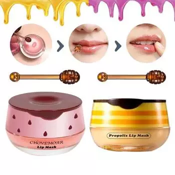 Увлажняющий крем для губ от сухих, потрескавшихся губ, с ароматом меда и клубники, против высыхания, для удаления омертвевшей кожи, крем для ухода за губами для дневного и ночного применения, глубоко питательный Strawberry