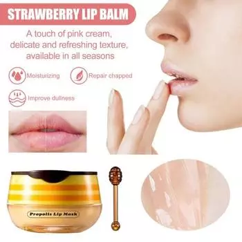 Увлажняющий крем для губ от сухих, потрескавшихся губ, с ароматом меда и клубники, против высыхания, для удаления омертвевшей кожи, крем для ухода за губами для дневного и ночного применения, глубоко питательный Strawberry