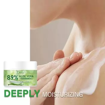 Увлажняющий крем с алоэ вера - глубоко увлажняет кожу лица и тела - быстро впитывается и не оставляет жирного блеска, 100 г