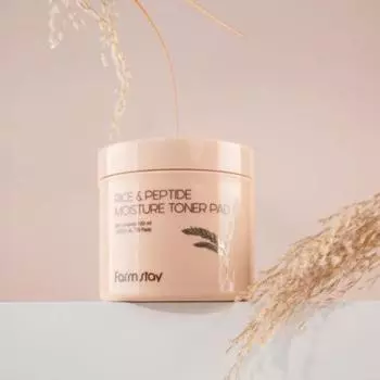 Увлажняющий тонер-диск FarmStay Rice & Peptide (70 пэдов)