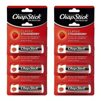Увлажняющий/ухаживающий бальзам для губ Chapstick Lip Care, классическая клубника, 4 г, 6 шт.