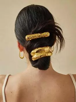 Uworld нерегулярные золотые нержавеющая сталь кованые двойные арки пони для женщин золотой цвет браслет ежедневные украшения аксессуары для волос подарок