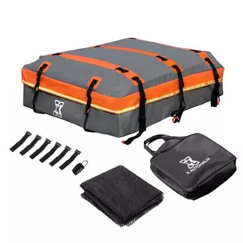 uxcell 1 комплект 15 кубических футов сумка на крышу автомобиля багажник на крышу багажник для автомобилей с багажником или без коврика 6 штук дверной крючок серый мешок, багажник,