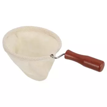 uxcell 1 Piece Cloth Coffee Filter Bag Coffee Sock Filter Reusable Coffee Strainer with Wooden Handle Medium Size Beige