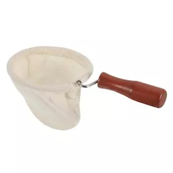 uxcell 1 Piece Cloth Coffee Filter Bag Coffee Sock Filter Reusable Coffee Strainer with Wooden Handle Small Beige