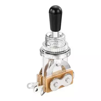 uxcell 3-позиционный короткий прямой тумблер переключения звукоснимателей с серебристо-черным наконечником для электрогитары, запасная часть