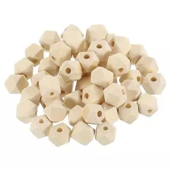 uxcell 50 шт. Геометрические деревянные бусины, 10 мм/0,39 дюйма, незаконченные геометрические шестиугольные бусины, натуральные цвета, разделительные бусины для изготовления ювелирных изделий