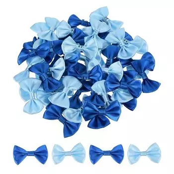 uxcell 50 штук синего и голубого цвета, галстук-бабочка 1,5 x 1 мини-лента для творчества бант-узел своими руками для шитья, скрапбукинга, свадебных подарков, подарков Идеально подходит для дома