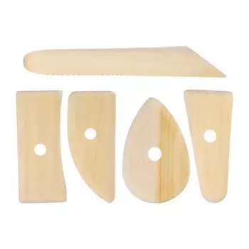 uxcell 5 Pieces Pottery Rib Wooden Clay Ceramic Sculpture Tool Set Shaping Smooth Finish Remove Fingerprints