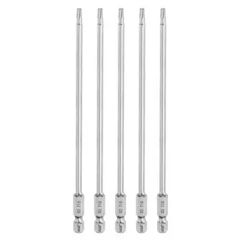 UXCELL 5 шт. бит Torx T15 с шестигранным хвостовиком, длина S2, стальная магнитная звездообразная бита Torx с отверстием для головки, промышленная отвертка, сверло для быстрого снятия винта 1/4 6