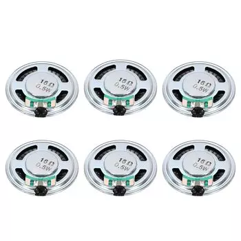 uxcell 6 шт. 16 Ом Маленький динамик Металлический корпус Круглый Внутренний Микро Магнитный Динамик Мини Динамик для DVD EVD Мультимедиа Мобильный Портативный Рекламный