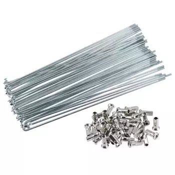 uxcell Bicycle Carbon Steel Spokes with Nipple Bicycle 12G Bike Spokes 210mm Length Silver Tone 40pcs
