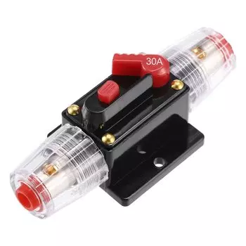 uxcell Car Circuit Breaker with Manual Reset Inline Fuse Holder Protection DC - 48V 30A Black Red 1 Set