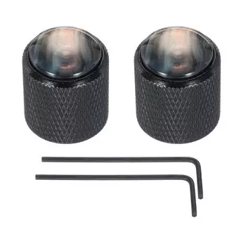 uxcell Guitar Bass Dome Knob Black Shell Top 6mm Black Metal Volume Tone Control for Electric Guitar Bass with 2 Internal Hex Spanners