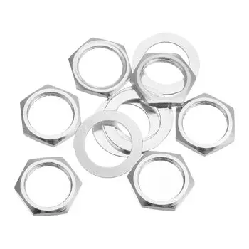 uxcell Guitar Nuts and Washers Guitar Jack Socket Nuts Silver for Guitar Bass 6 Sets 3/8 Input/Output