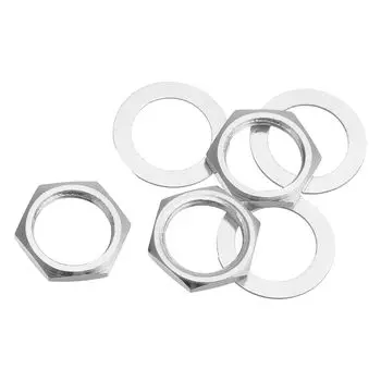 uxcell Guitar Nuts and Washers Guitar Jack Socket Nuts Silver for Guitar Bass 3 Sets 3/8 Input/Output