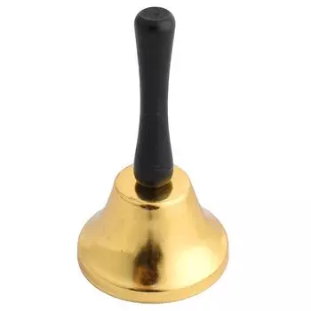 uxcell Hand Bell Restaurant Eatery Plastic Handle Metal Call Bell Handbell Black Gold Tone