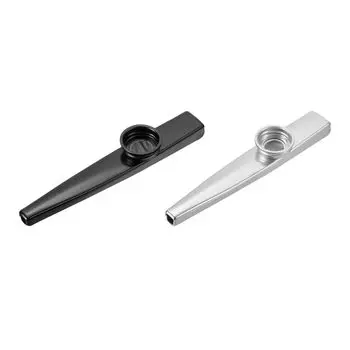 uxcell Kazoo Music Box Instrument Алюминиевый сплав Черный Серебряный с флейтой диафрагма для вечеринок Гитара Укулеле Скрипка Фортепиано Клавиатура Набор из 2 штук