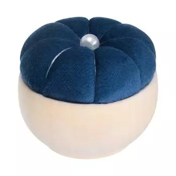 uxcell Pin Cushion Wooden Base Needle Pin Cushion Cute Small Pin Holder with Vertical Wooden Bowl Sewing Quilting Handicraft DIY Craft Dark Blue