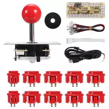 uxcell ПК джойстик DIY Kit аркадный игровой джойстик DIY часть аркадная кнопка ABS 5 контактов для ПК классический аркадный красный красный