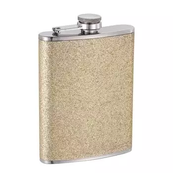 uxcell Stainless Steel Hip Flask for Liquor and Liquor 8oz Leakproof Drinking Flask Perfect for Camping Hiking Outdoor Activities Golden Glitter