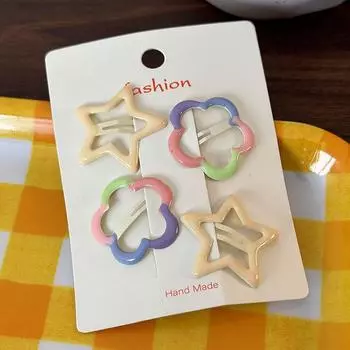 UXSL 4 шт./набор Милые Красочные Звезды Цветы Заколки для Волос Зажим BB Для Девочек Сладкие Заколки Детские Прекрасные Заколки Аксессуары для Волос Новые