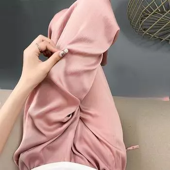 Уксусная кислота Широкие брюки для женщин Летние тонкие брюки с высокой талией Однотонные свободные атласные повседневные брюки Прямые брюки из ледяного шелка M розовый