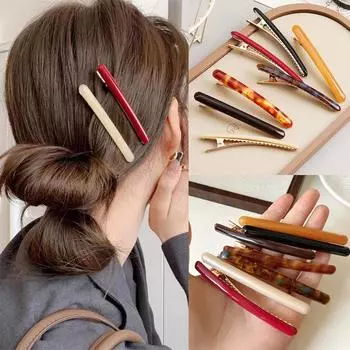 Уксусная кислота Заколка-утконос Женский Минимализм Челка Шпильки Заколка для волос Боковые заколки Для Девочек Аксессуары для волос Головные уборы Подарки леопардовый