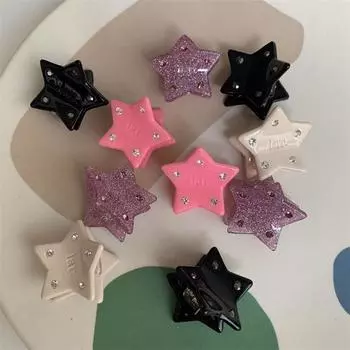 Уксусная кислота женские аксессуары для волос звезда заколка для волос корейский стиль головной убор мини-краб для волос pink-love