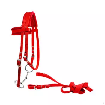 Уздечка для лошади с поводьями и чомбуром, конное снаряжение для комфортного использования Red S