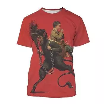 Ужас Дьявол Крампус Рождественское наказание для непослушных мужчин Детская футболка с 3D принтом Немецкая фольклорная футболка Крампуса XXS