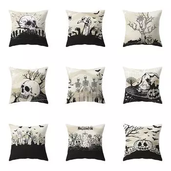 Ужас Хэллоуин Тыква Череп с принтом Чехлы для подушек Главная Гостиная Украшение дивана Полиэстеровая подушка Наволочка 40X40CM