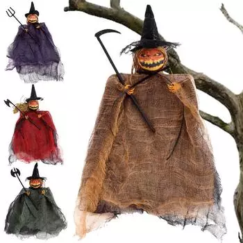 Ужас Хэллоуин тыква кукла подвески Хэллоуин призрак подвеска страшная ведьма кулон Хэллоуин наружный и внутренний декор оранжевый