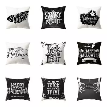 Ужас Хэллоуин Тыква Летучая мышь с принтом Чехлы для подушек для дома Гостиная Украшение дивана Квадратная подушка Наволочка 40X40CM