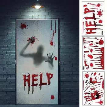 Ужас Кровь Рука Печать Двери Наклейки Призрак Тень Ужас Статическая Наклейка