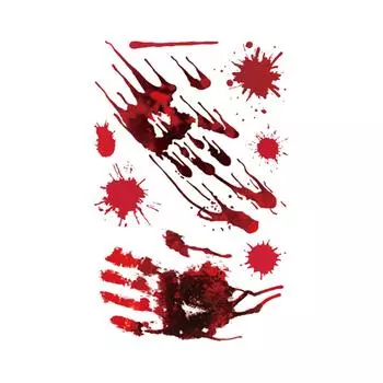 Ужасная наклейка на стену с кровавым пятном, отпечаток руки, след ноги, кровавый череп, наклейка на окно, украшение на Хэллоуин 2025, страшная наклейка на Хэллоуин One Size