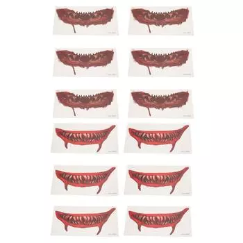 Ужасная татуировка на ртом, сделай сам, большой рот, розыгрыш на Хэллоуин, макияж, временная татуировка для косплей-вечеринки WM L ZB005